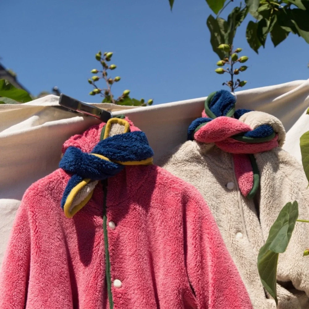 Plush Colorblock Scarf in Navy, Pink & Green